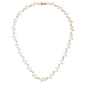18k Rose Gold Plated, 3Ct Simulated Diamond Vineyard Necklace , NEW